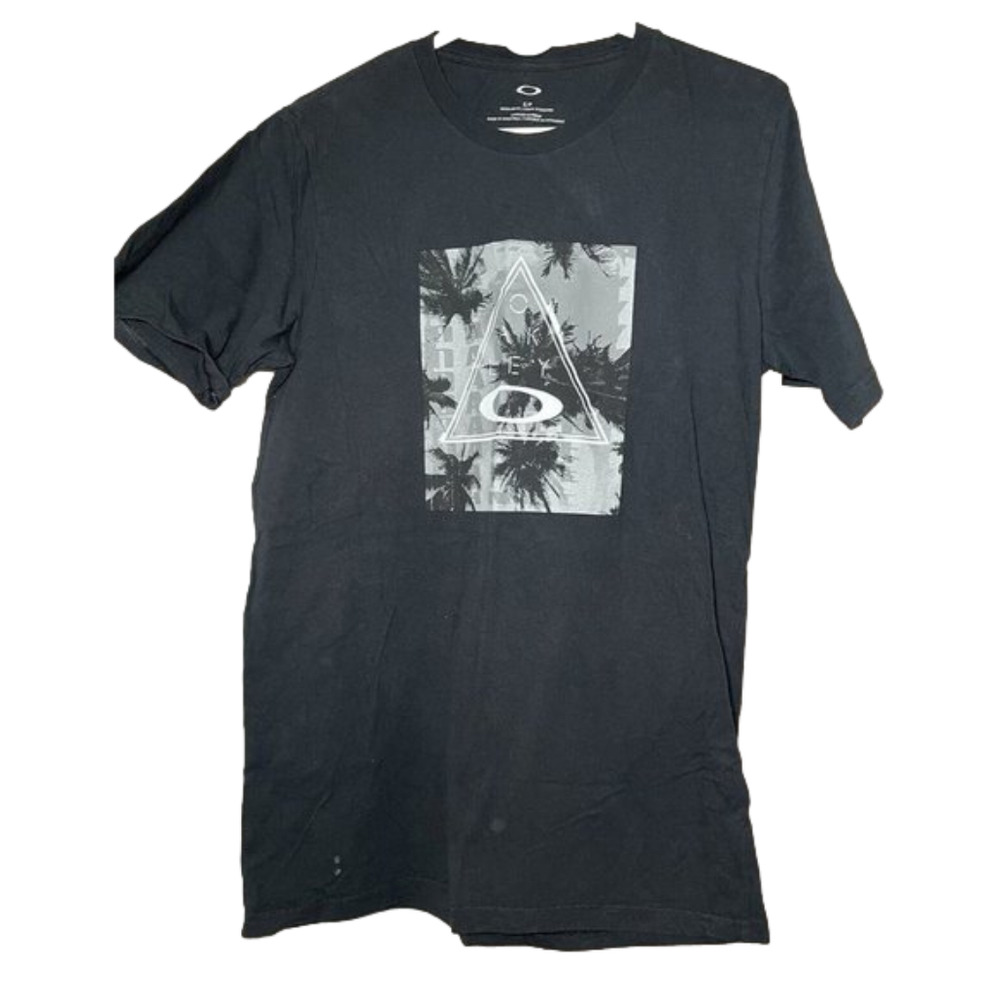 𝅺Oakley Shirt Adult Small Black White Graphic Cotton Short Sleeve Casual